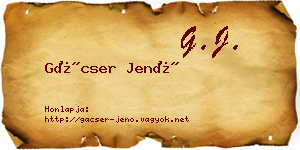 Gácser Jenő névjegykártya